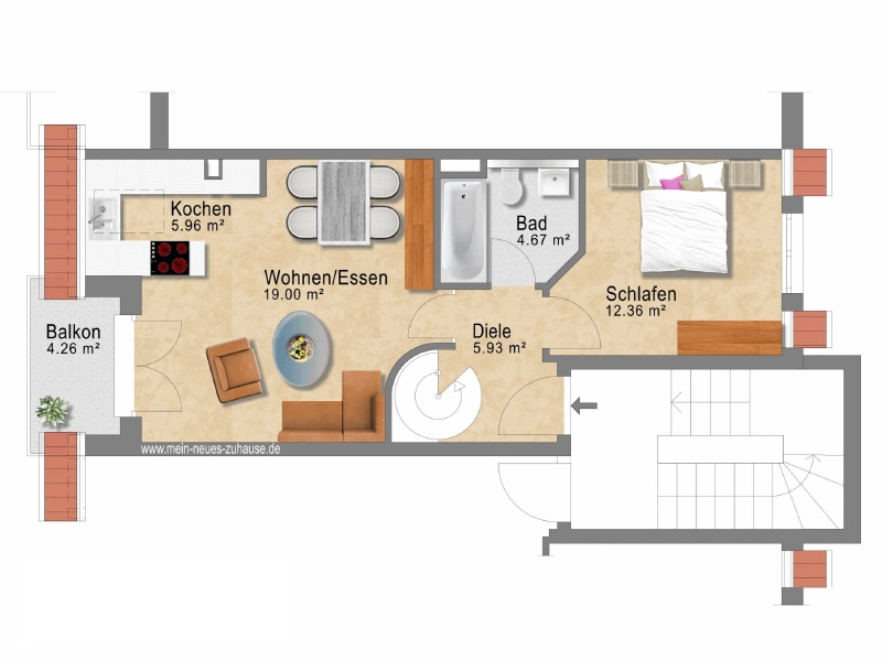 Grundriss Dachgeschoss Dachgeschosswohnung Cottbus