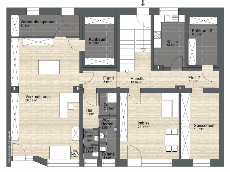 Grundriss Erdgeschoss Wohn- / Gesch�ftshaus Cottbus