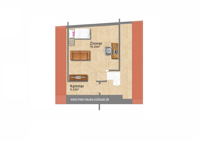 Grundriss Spitzboden Reihenmittelhaus Drebkau