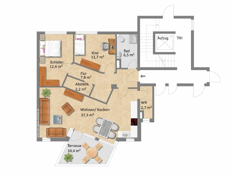 Grundriss Etagenwohnung Cottbus