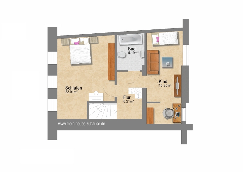 Grundriss Dachgeschoss Reihenmittelhaus Drebkau