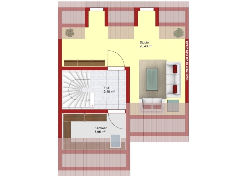 Grundriss Dachgeschoss Reiheneckhaus Cottbus